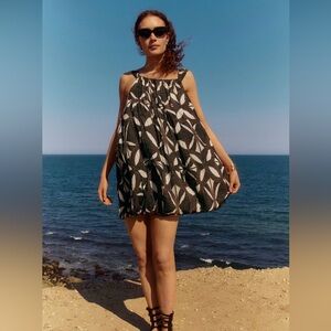 Anthropologie | Black and White Floral Swimsuit Cover Dress